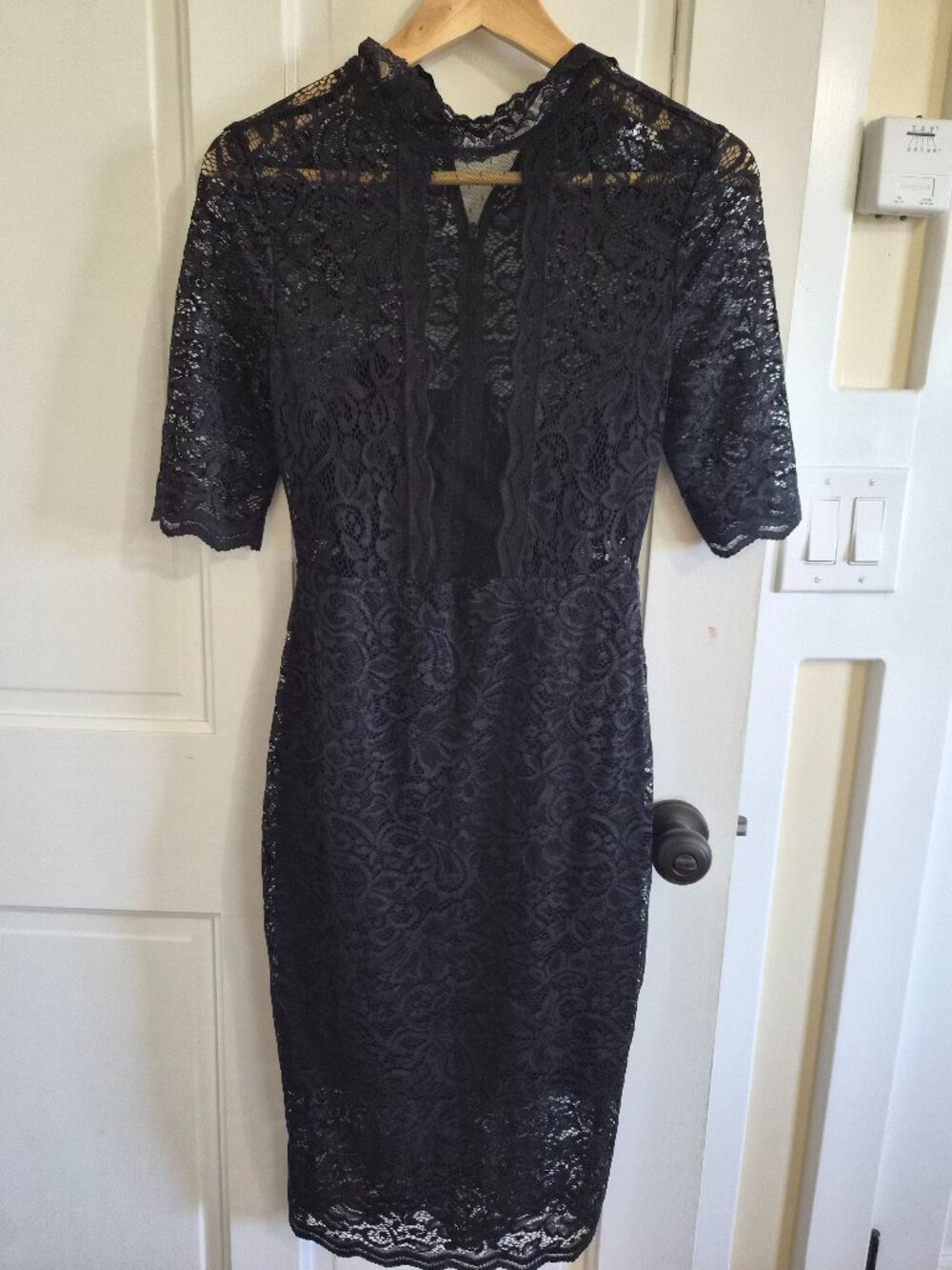 Black lace midi dress